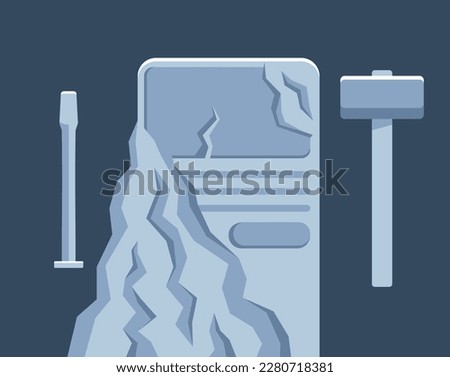 Web UI and website development using stone carving tools - metaphoric concept