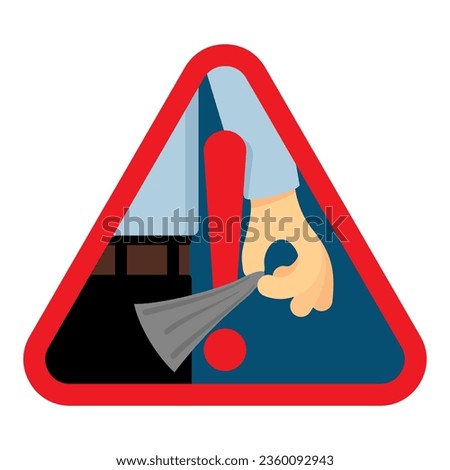 Save your business in hard times of economic crisis - triangular warning sign with empty pocket. Isolated 3D icon for webinar or advices webpage