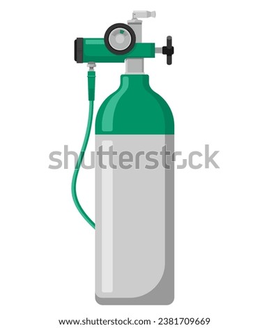 Steel oxygen tank - O2 gas reservoir for breathing due to medical issues, scuba diving, mountaineering or aircraft