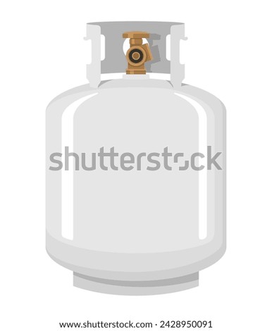 Flammable gas tank icon, propane or other - butane, methane. White metal reservoir in flat colors