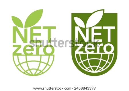 Net Zero bold emblem - CO2 neutral. Carbon neutrality - no air atmosphere pollution industrial production