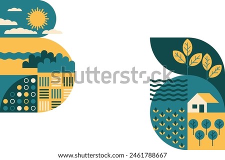 Geometric pattern, Decoration for Sustainable Agriculture brochure. Right and left sides of layout