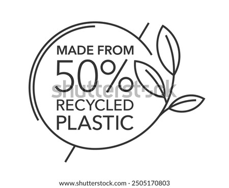 Made from 50 percent recycled plastic - labeling in thin line for compostable sustainable material production