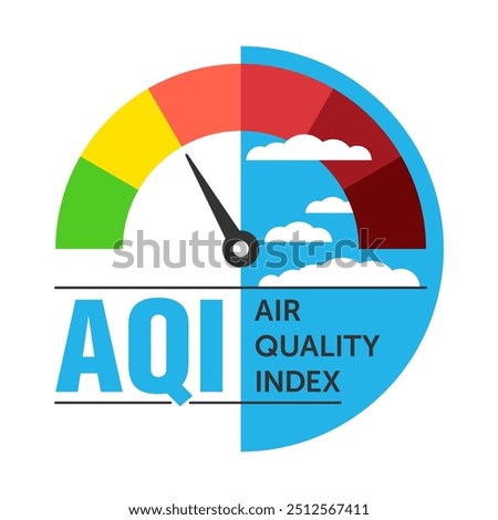 Air Quality Index decoration. AQI is used by government agencies to communicate to the public how polluted the air