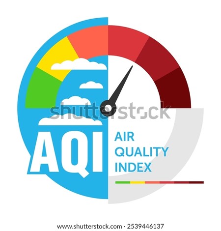 Air Quality Index decoration. AQI is used by government agencies to communicate to the public how polluted the air