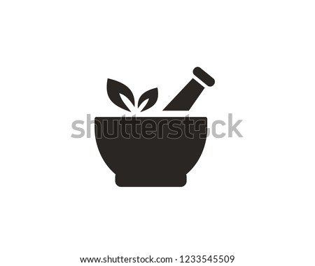 Pharmacy, pestle and mortar icon sign symbol Foto stock © 