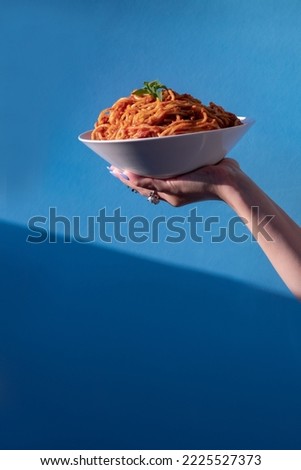 Similar – Image, Stock Photo close-up of spaghetti pasta, shot from above