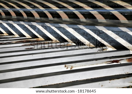 Rusted black and white zebra pattern painted metal steel iron construction