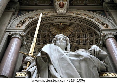 Editorial Use Only: Lady Justice Wielding a Golden Sword in the Austrian Hall of Justice, Vienna, Austria