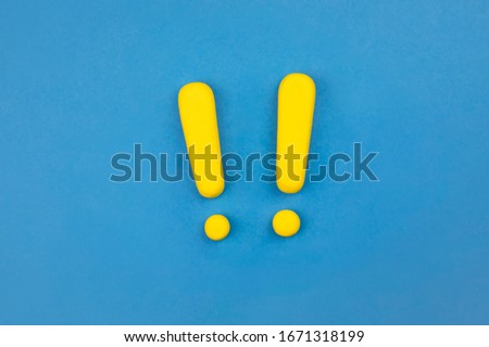 Similar – Image, Stock Photo Vivid exclamation mark on blue background. Warning, important information, keep attention concept.
