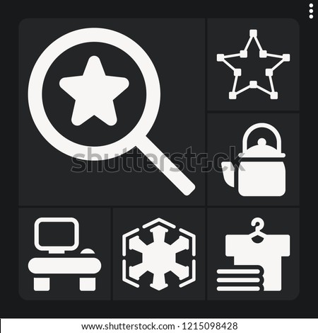 Set of 6 modern filled icons such as , laundry, search, sith, desk