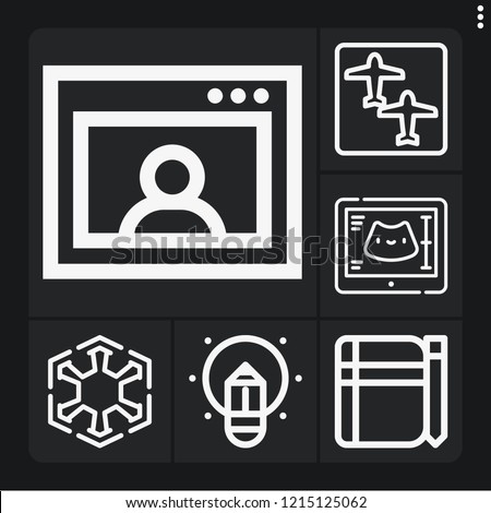 Set of 6 people outline icons such as sith, flight, idea, sketch, skype