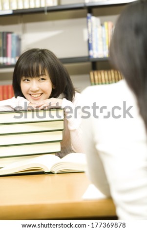 Japanese Students studying in the library