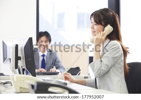 Japanese businesswoman on the phone