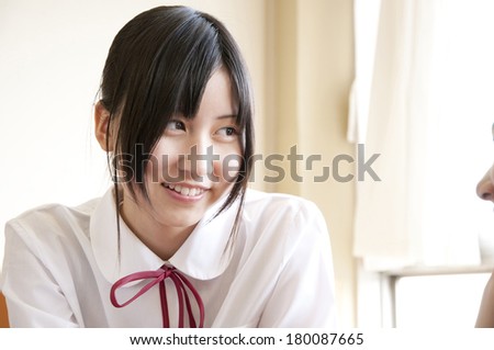Japanese Middle school girl smiling