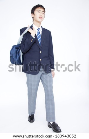 Japanese male junior high student who walks