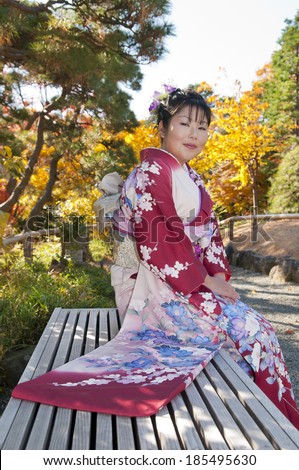 Woman in Japanese traditional outfit