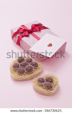 Chocolate dessert in heart shaped box