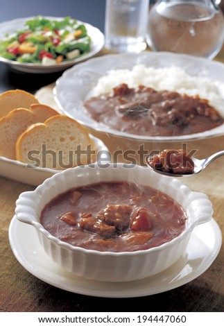 Beef stew and beef curry