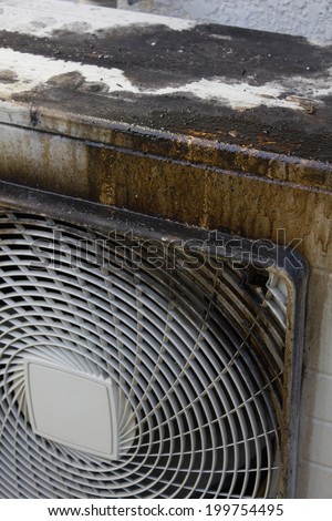 Outdoor Air Conditioner Unit Contaminated With Oil From The Restaurant