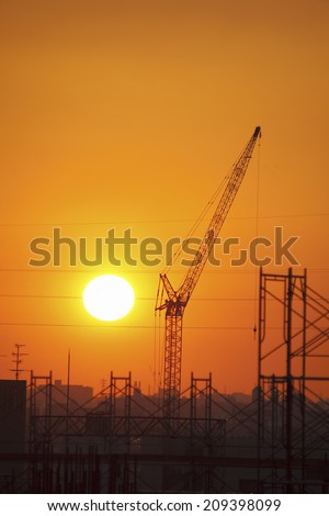 Sunset And Construction Site