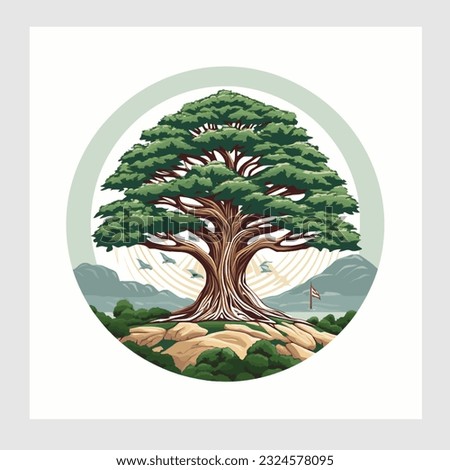Cedar Tree Lebanon vector illustration