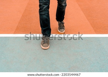 Image, Stock Photo Legs running over line