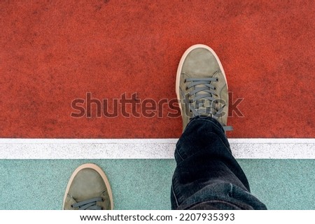 Similar – Image, Stock Photo Legs running over line