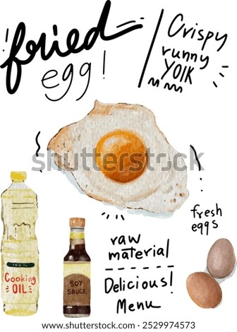 hand drawn fried egg, watercolor style