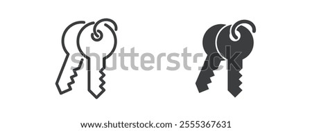 Keys icon. Line and glyph solid icon. Perfect pixel isolated on clean transparent background. Vector illustration.