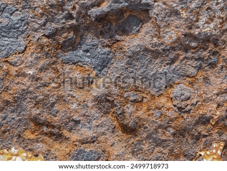 Similar – Image, Stock Photo The rust eats away at the metal plate towards the center. Nothing can stop it.