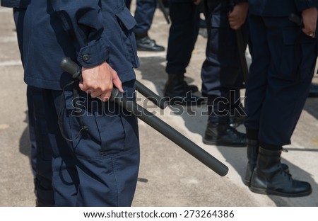 police Training in the use of batons to control crowds.