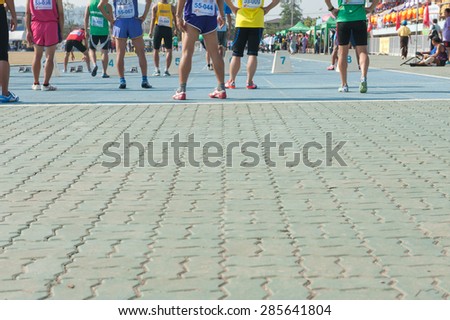 SURATTHANI THAILAND- Mar 7: Thailand senior citizen games, held in Suratthani Stadium. The purpose is to encourage the elders to Exercise for a good health. Mar 7,2015 in Suratthani province,Thailand