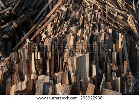Wood chip pile wood pile.