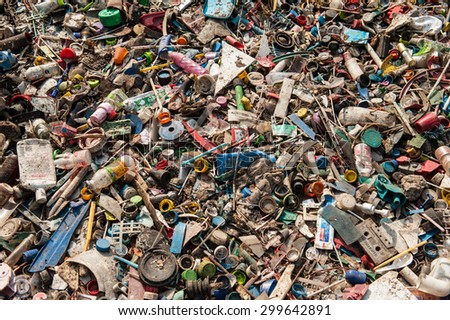 Suratthani,Thailand, July 24,2015:Waste from Electrical Blackout plastic scrap and paper mill waste to be recycled.