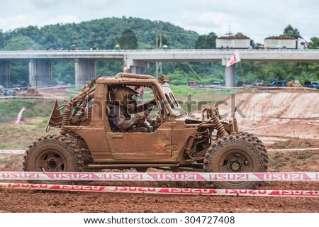 SURATTHANI THAILAND- Aug.9: The off-road racing rally on the hill All of this rally for charity and free fee for everyone. August 9,2015 in Surat thani province,Thailand