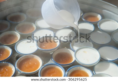 coconut milk custard in small porcelain cup