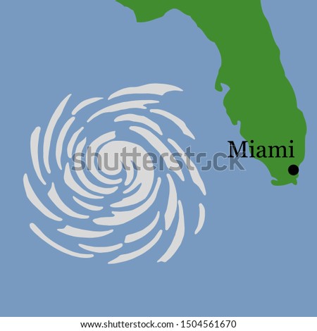 Hurricane is moving on Miami Florida vector illustration
