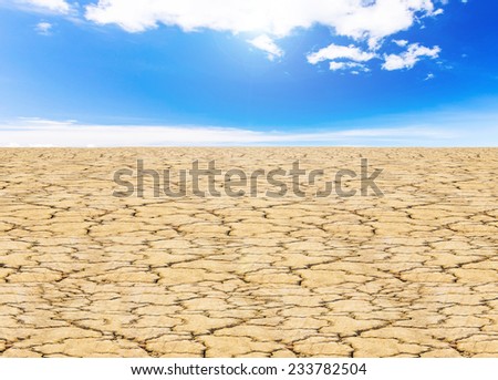land with dry cracked ground and sunlight sky background