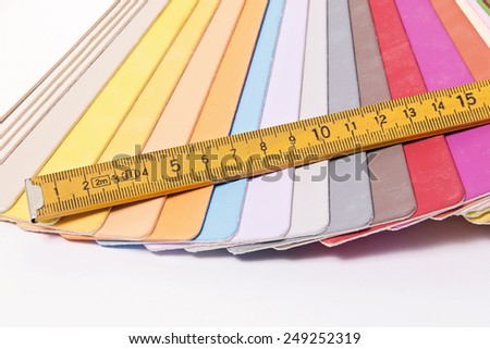 Close up of a different color palette and metric folding ruler