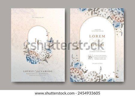 elegant wedding invitation card with beautiful floral watercolor