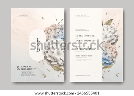 Elegant watercolor hydrangea floral wedding invitation card