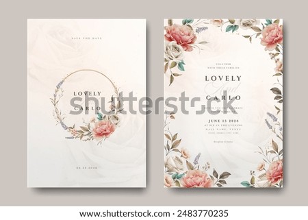 beautiful floral wreath wedding invitation card set design