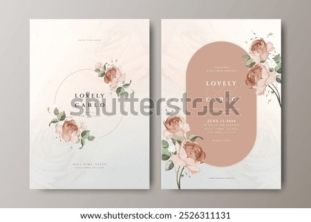 wedding invitation cards set with minimalist flowers