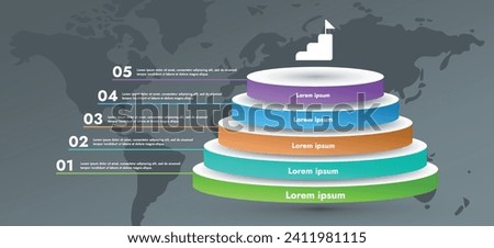 This infographic image shows a complex diagram showing the sequence of steps in a business process. Stages of development represented by colored shapes and numerical values indicating success.