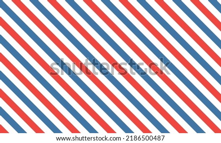 Barber shop pattern. Vector red, white and blue diagonal lines texture