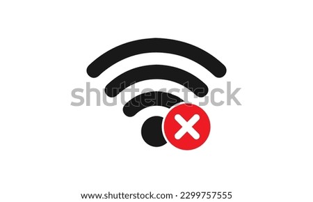 No wi-fi connection vector icon, not connected signal wifi sign