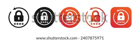 Change password vector Icon Set, Lock reload icons,Password reset Icon