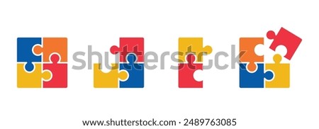 Puzzle icon Set, jigsaw puzzle icon vector collection isolated on white background