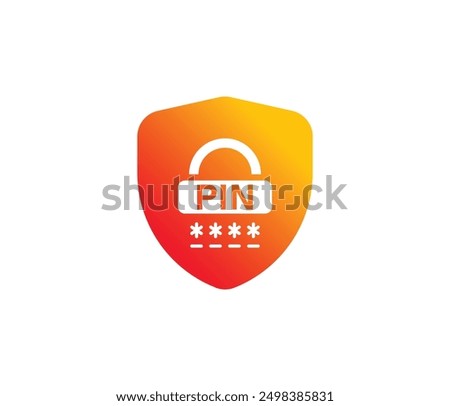 Shield with Pin Code lock icon, Protect password guard illustration, Security vector icon